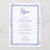 Retro Hand Drawn Blue French Wedding Menükarte (Vorderseite)