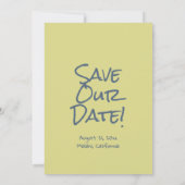 Retro Hand Drawn Blue Green Funky Boho Wedding Save The Date (Rückseite)