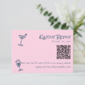 Retro Hand Drawn Blush Pink Funky QR Code Hochzeit RSVP Karte (Stehend Vorderseite)