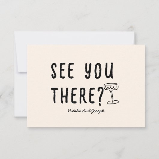 Retro Hand Drawn Bold Quirky Moderne Hochzeit RSVP Karte (Rückseite)