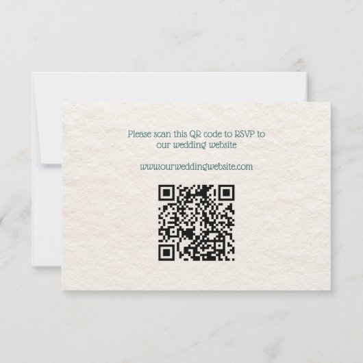 Retro Hand Drawn Bow Aquamarin Wedding Website QR  RSVP Karte (Rückseite)