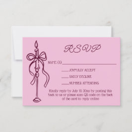 Retro Hand Drawn Burgundy Wedding Website QR Code RSVP Karte