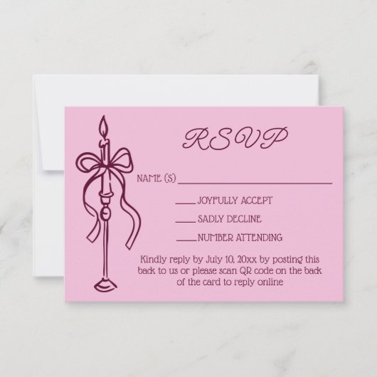 Retro Hand Drawn Burgundy Wedding Website QR Code RSVP Karte (Vorderseite)