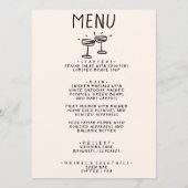 Retro Hand Drawn Champagne Brillen Quirky Wedding Menükarte (Vorderseite)