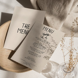 Retro Hand Drawn Champagne Brillen Quirky Wedding Menükarte