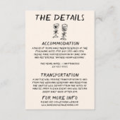 Retro Hand Drawn Champagne Quirky Wedding Details Begleitkarte (Vorderseite)