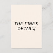 Retro Hand Drawn Champagne Quirky Wedding Details Begleitkarte (Rückseite)