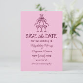 Retro Hand Drawn Champagne Tower Photo Wedding Save The Date (Stehend Vorderseite)