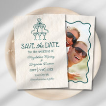 Retro Hand Drawn Champagner Tower Foto Hochzeit