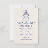 Retro Hand Drawn Champagner Tower Foto Hochzeit Save The Date (Vorderseite)