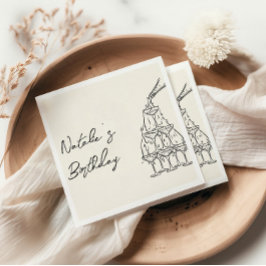 Retro Hand Drawn Champagner Tower Fun Geburtstag Serviette