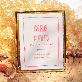 Retro Hand Drawn Cupid Wedding Cards & Gifts Sign Poster