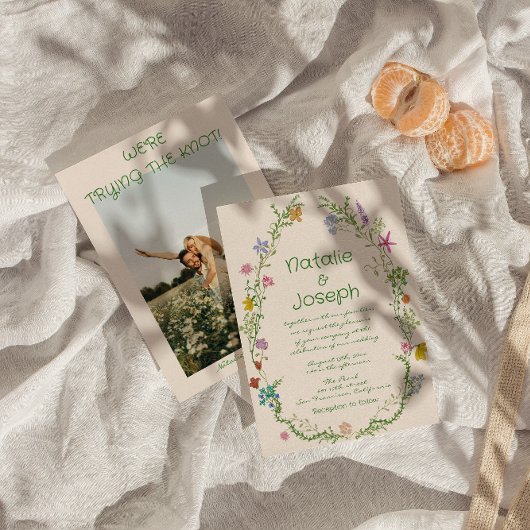 Retro Hand Drawn farbenfrohe Blumenzeremonie Einladung