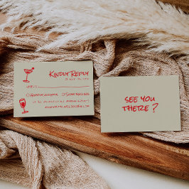 Retro Hand Drawn farbenfrohe Funky Einzigartige Ho RSVP Karte