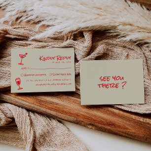 Retro Hand Drawn farbenfrohe Funky Einzigartige Ho RSVP Karte