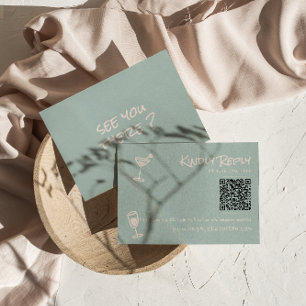 Retro Hand Drawn farbenfrohe Funky QR Code Wedding RSVP Karte