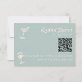 Retro Hand Drawn farbenfrohe Funky QR Code Wedding RSVP Karte (Vorderseite)