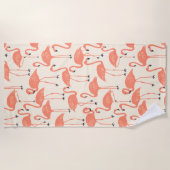 Retro Hand-Drawn Flamingo Pattern | Sunset Retro Strandtuch (Vorderseite)