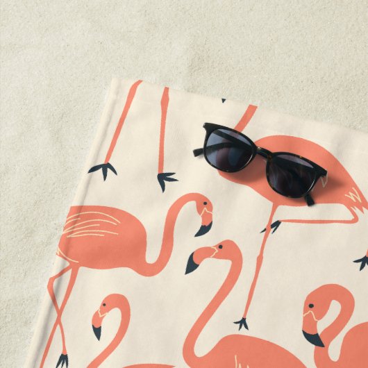 Retro Hand-Drawn Flamingo Pattern | Sunset Retro Strandtuch (Beispiel)