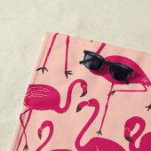 Retro Hand-Drawn Flamingo Pattern | Sunset Sherbet Strandtuch (Beispiel)