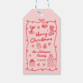 Retro Hand Drawn Friendsmas Christmas Party Geschenkanhänger (Rückseite)