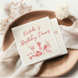 Retro Hand Drawn Fun Geburtstag Milstone Abendesse Serviette
