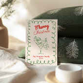 Retro Hand Drawn Fun Santa Champagne Weihnachten