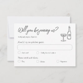Retro Hand Drawn Fun Writing Wedding Response Card RSVP Karte
