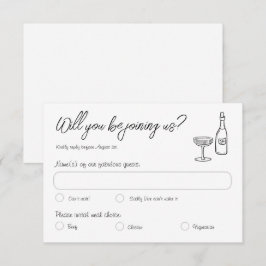 Retro Hand Drawn Fun Writing Wedding Response Card RSVP Karte