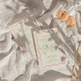 Retro Hand Drawn Funky Modern in einer Hochzeit Einladung