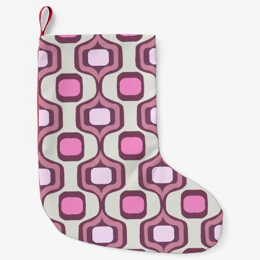 Retro Hand Drawn Geometric Square Pattern Minimal Kleiner Weihnachtsstrumpf (Vorderseite)