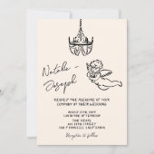 Retro Hand Drawn geschrieben Cupid Foto Chic Hochz Einladung (Vorderseite)