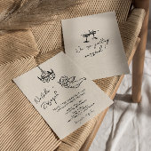 Retro Hand Drawn geschrieben Cupid Quirky Hochzeit Einladung