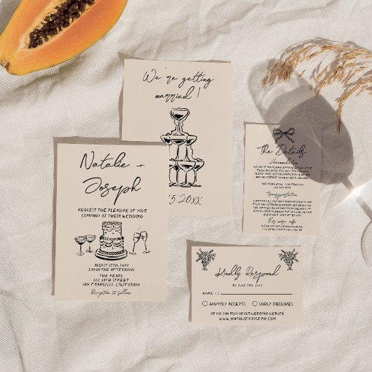 Retro Hand Drawn geschrieben Kuchen Quirky kühne H Einladung