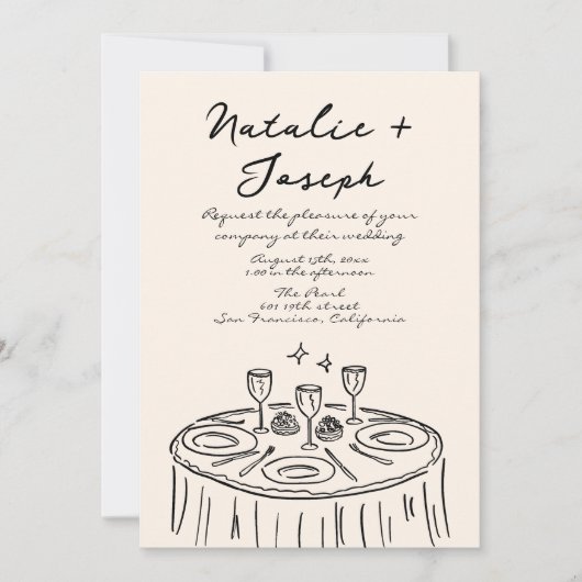 Retro Hand Drawn geschrieben Quirky alles in einer Einladung (Vorderseite)