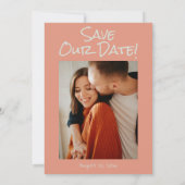 Retro Hand Drawn geschriebenes Foto Korallen Funky Save The Date (Rückseite)