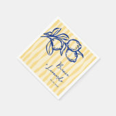 Retro Hand Drawn Handwritten Blue Italian Wedding Serviette (Ecke)