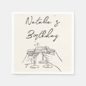 Retro Hand Drawn Martini Dreißiger Meilenstein Geb Serviette (Vorderseite)