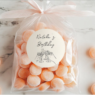 Retro Hand Drawn Martini Glasses Doddle Geburtstag Runder Aufkleber