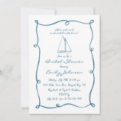 Retro Hand Drawn Nautical Sailboat Brautparty Einladung (Vorderseite)