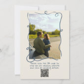 Retro Hand Drawn Navy QR Code Foto Hochzeit Einladung (Rückseite)
