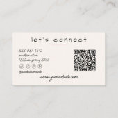 Retro Hand Drawn Pink Yellow Stripes QR Code Boho Visitenkarte (Rückseite)