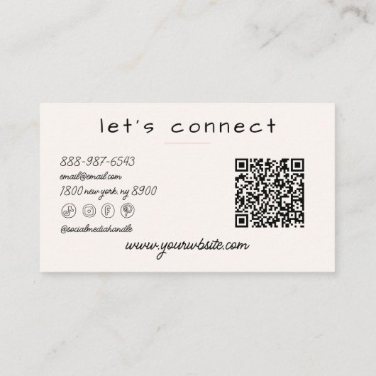 Retro Hand Drawn Pink Yellow Stripes QR Code Boho Visitenkarte (Rückseite)