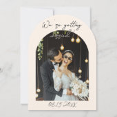 Retro Hand Drawn Quirky Arched Photo Wedding Einladung (Rückseite)