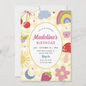 Retro Hand Drawn Quirky Birthday Party Einladung (Vorderseite)