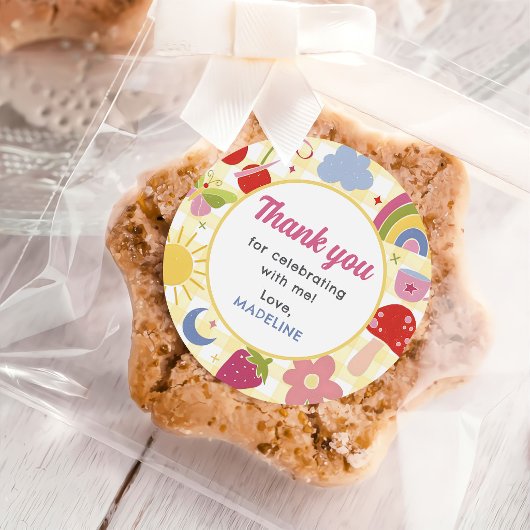 Retro Hand Drawn Quirky Birthday Party Runder Aufkleber