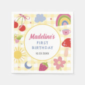 Retro Hand Drawn Quirky Birthday Party Serviette (Vorderseite)