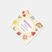 Retro Hand Drawn Quirky Birthday Party Serviette (Ecke)