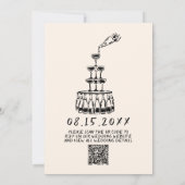 Retro Hand Drawn Quirky Einzigartiger QR Code Hoch Einladung (Rückseite)