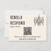 Retro Hand Drawn Quirky Modern QR Code Hochzeit RSVP Karte (Vorderseite)
